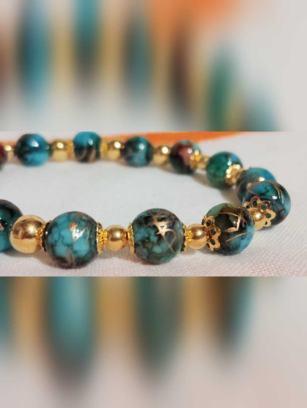 Handmade Glass Bracelet One Of A Kind. Cyan Mix And Blue. Lot Of 3 Size 7'' - Picture 15 of 17